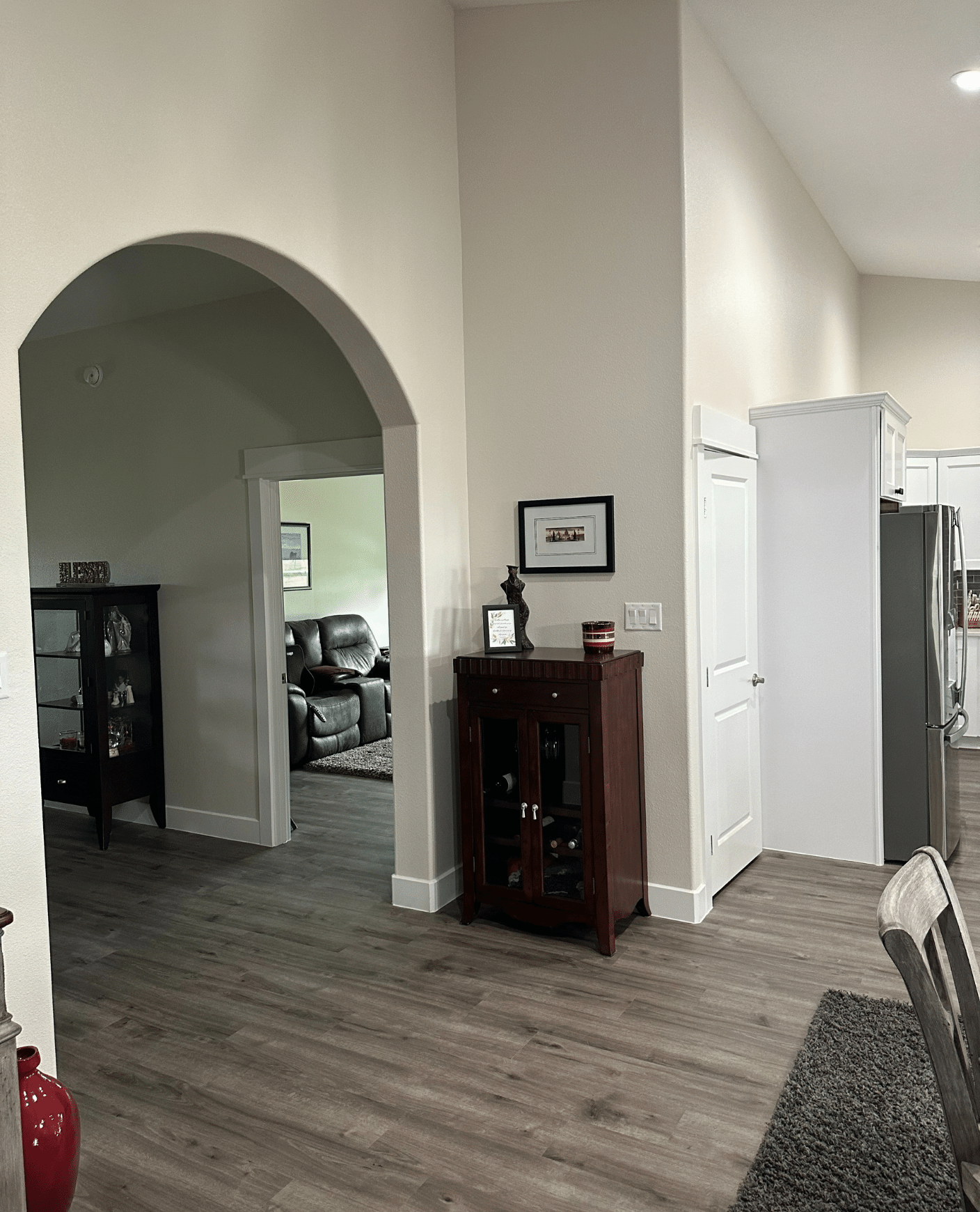 Living Room with Tall Stone Fireplace