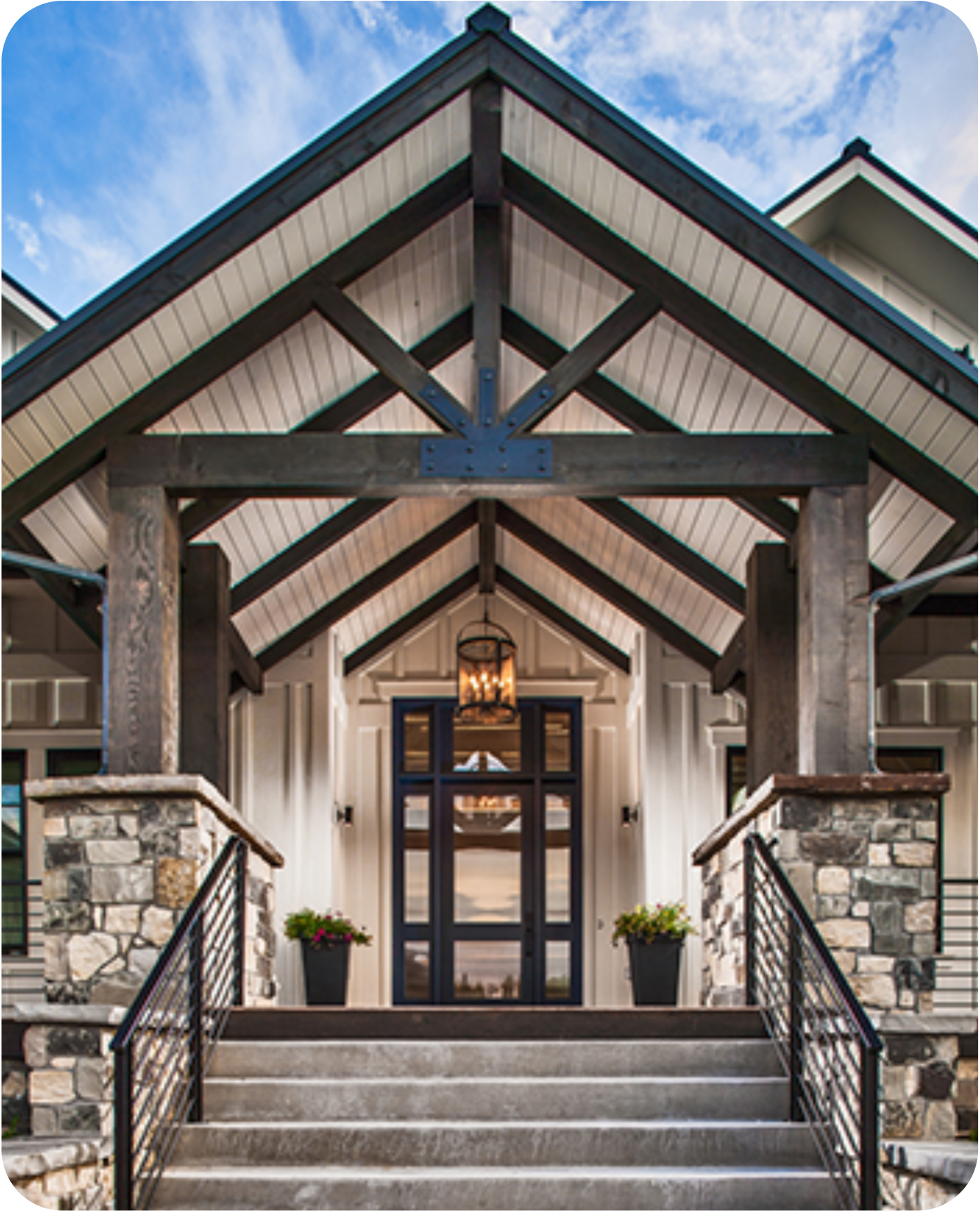 House Entryway with Large Beams